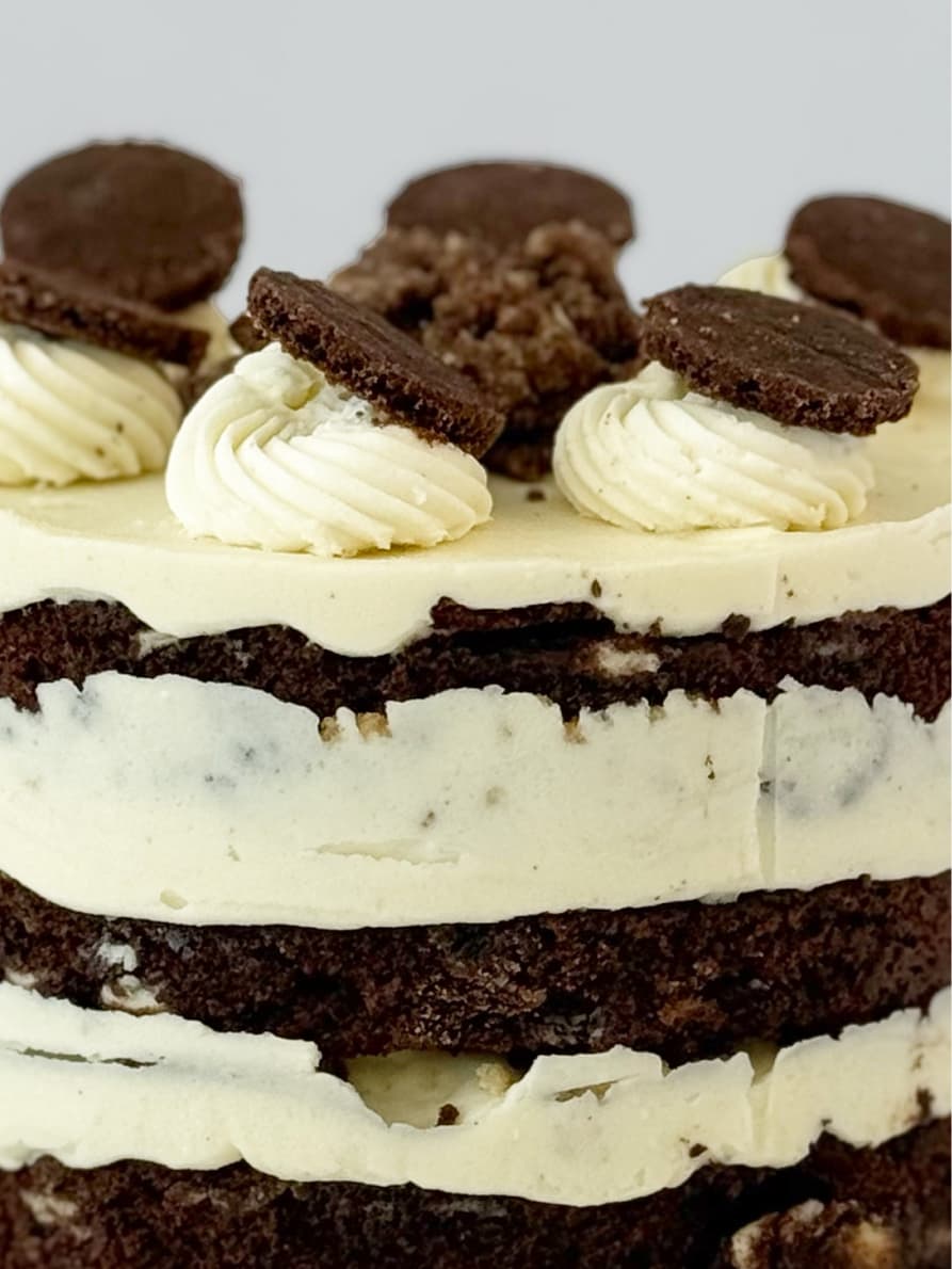 chocolate layer cake close-up
