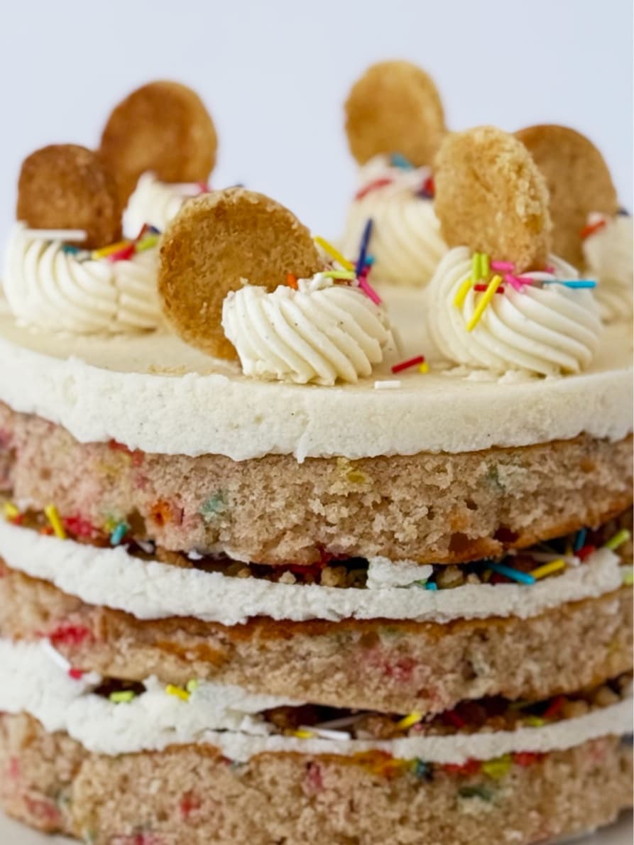 confetti layer cake close-up