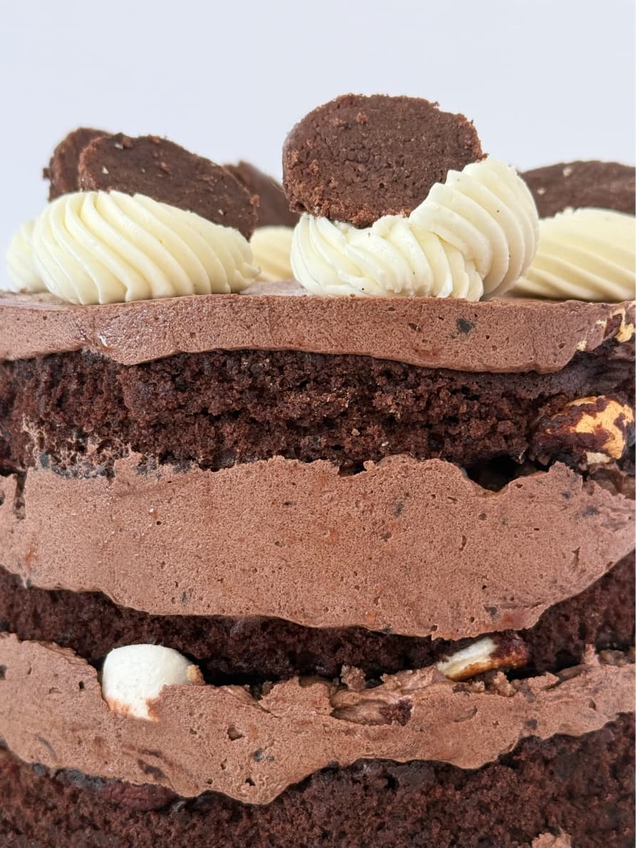 smores layer cake close-up