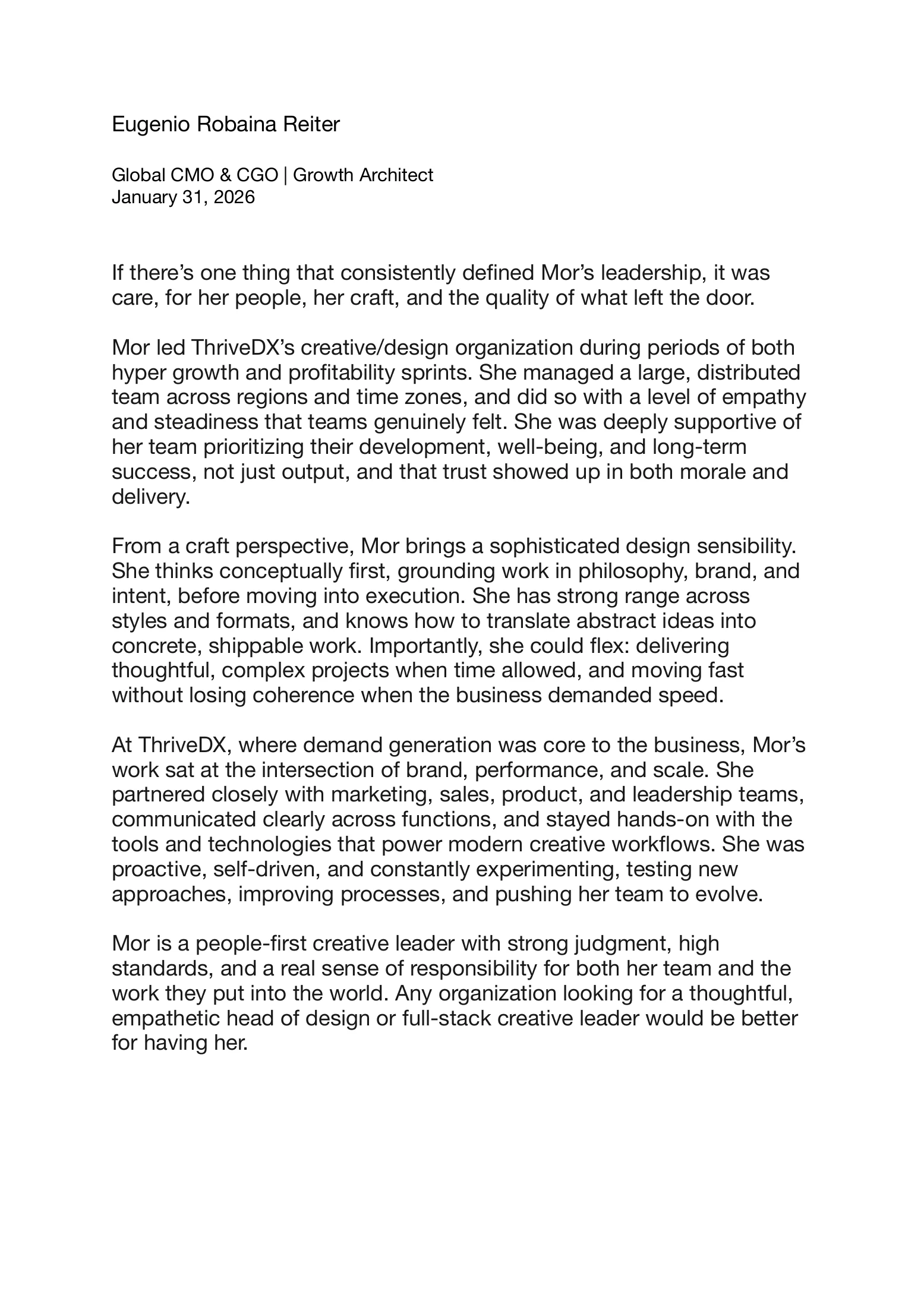Letter of recommendation from Eugenio Robaina Reiter